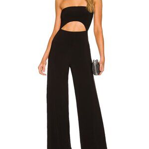 Norma Kamali Black Strapless Cut Out Jumpsuit Size M